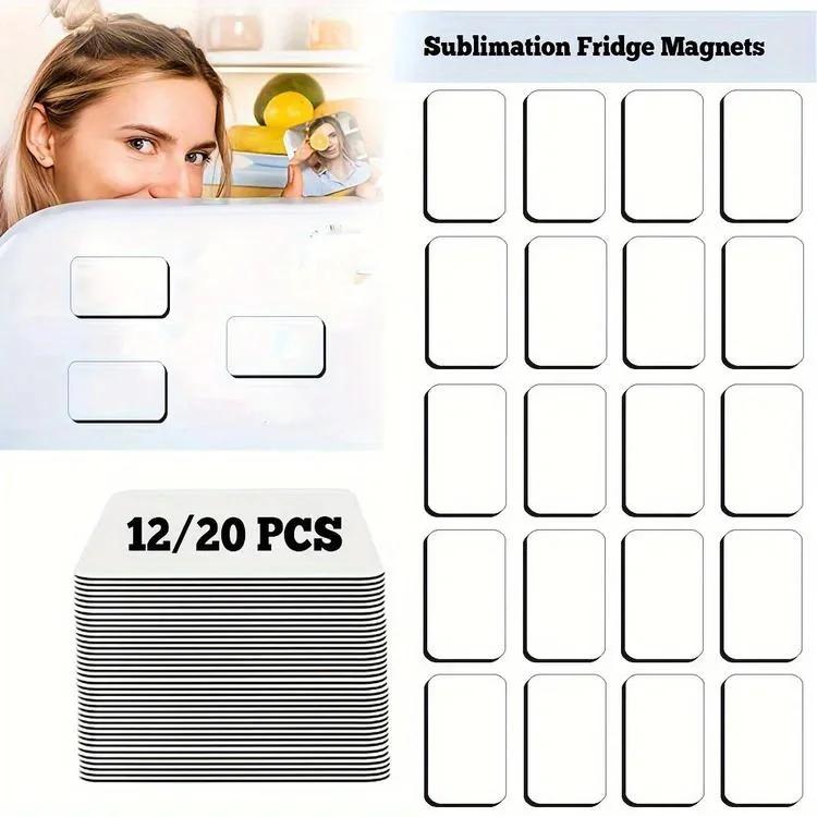 12/20 pcs Blank Sublimation Fridge Magnets for Home, Kitchen, Fridge, Oven, Wall Door Decoration or Office Calendar