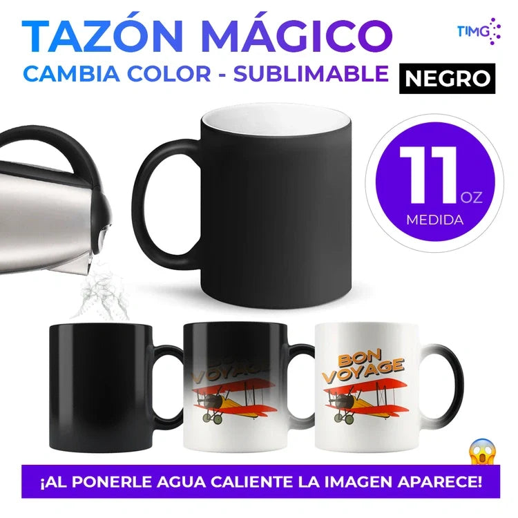 Tazón mágico cambia color negro - 11oz - incluye caja individual