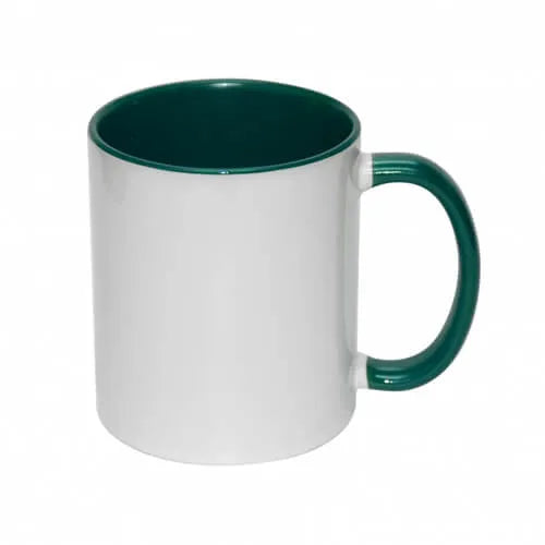 Taza con asa e interior de color verde 11oz 