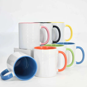 Taza con asa e interior de color Verde 11oz sublimable